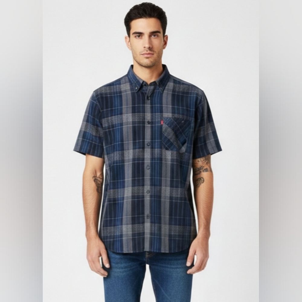 NWT Levi's Men's Blue Plaid Shirt M